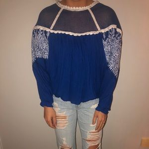 Free People Blue Top